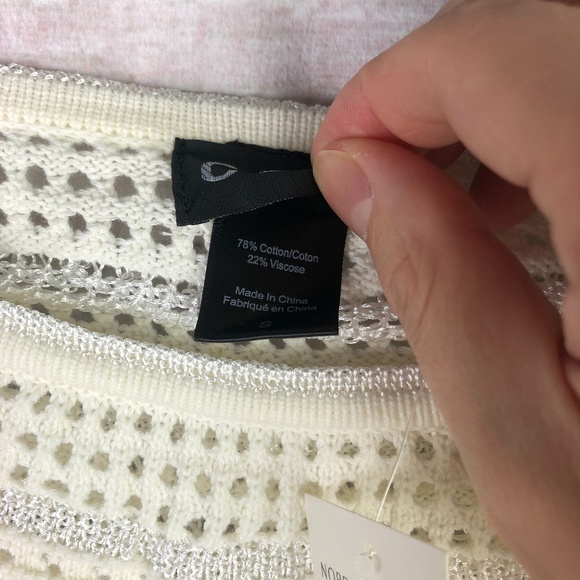 CENY Solid White Crochet Knit Sweater - Picture 6 of 7